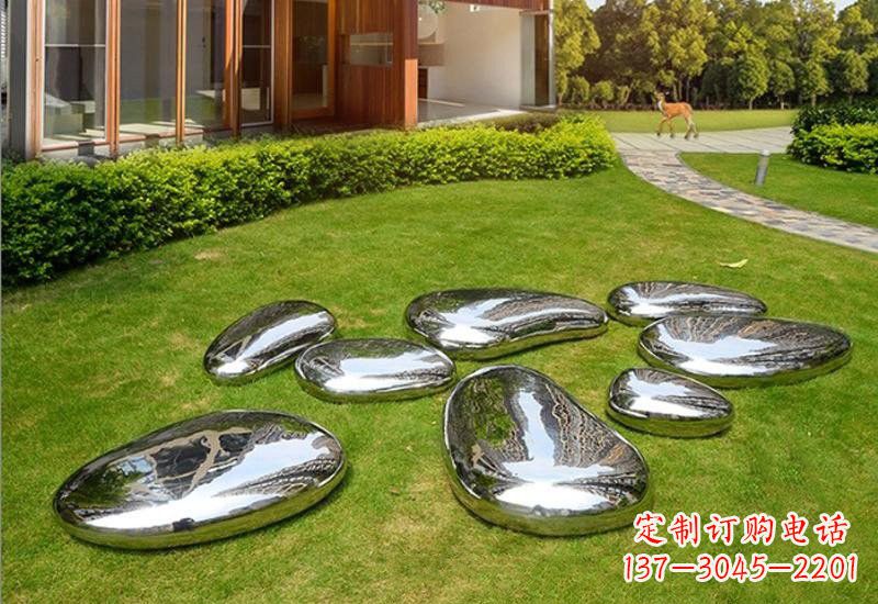 湖南不锈钢公园镜面鹅卵石雕塑