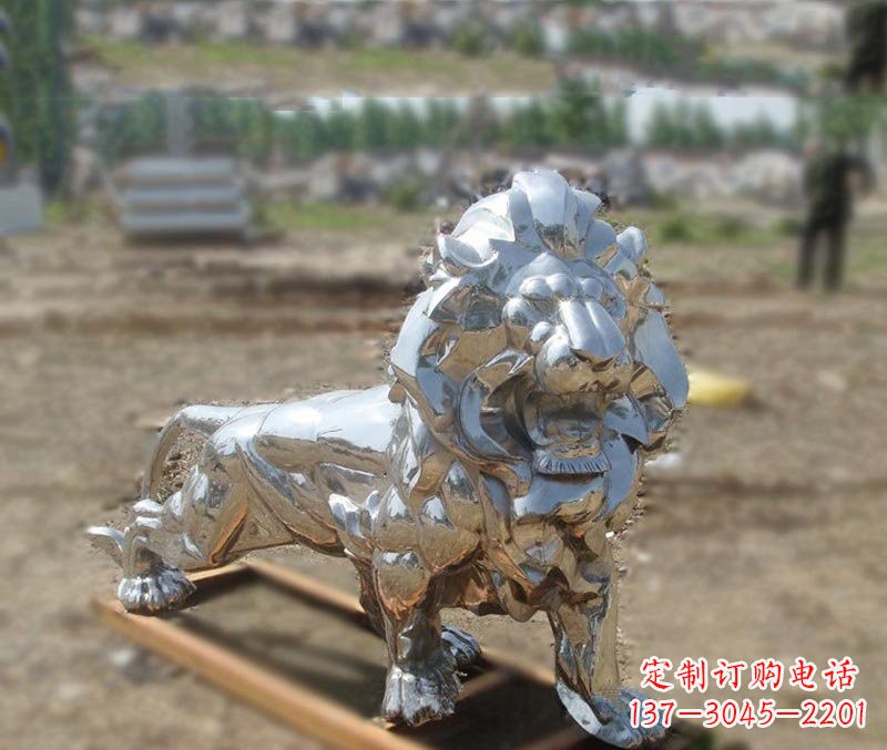 湖南不锈钢公园镜面狮子雕塑