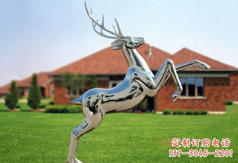湖南不锈钢公园镜面梅花鹿雕塑