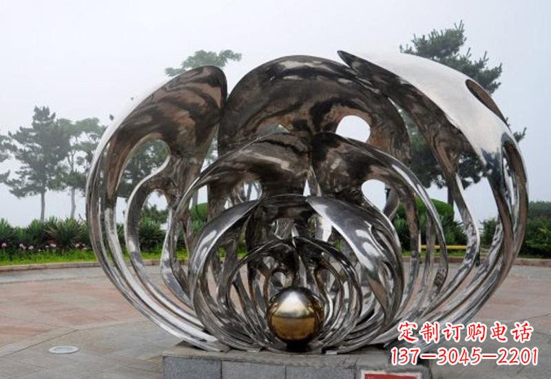 湖南不锈钢公园镜面珍珠贝壳雕塑