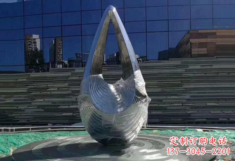 湖南不锈钢公园空心水滴雕塑