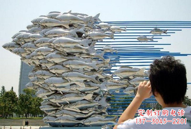 湖南不锈钢公园鲤鱼群雕塑