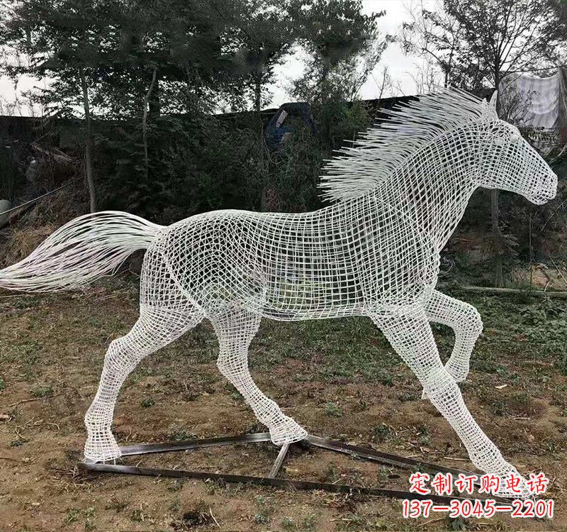 湖南不锈钢公园镂空奔马雕塑