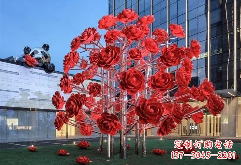 湖南不锈钢公园玫瑰花树雕塑