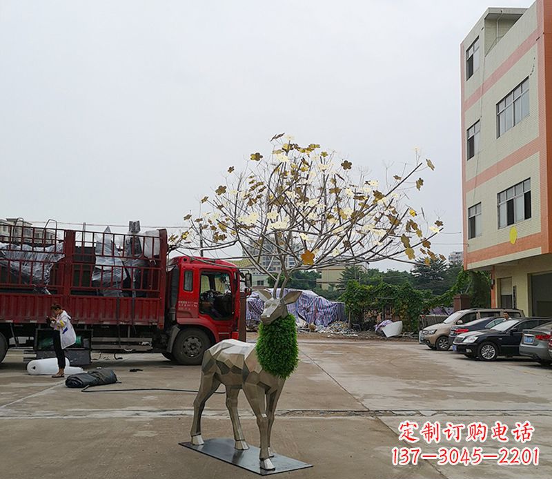 湖南不锈钢公园梅花鹿雕塑 (2)
