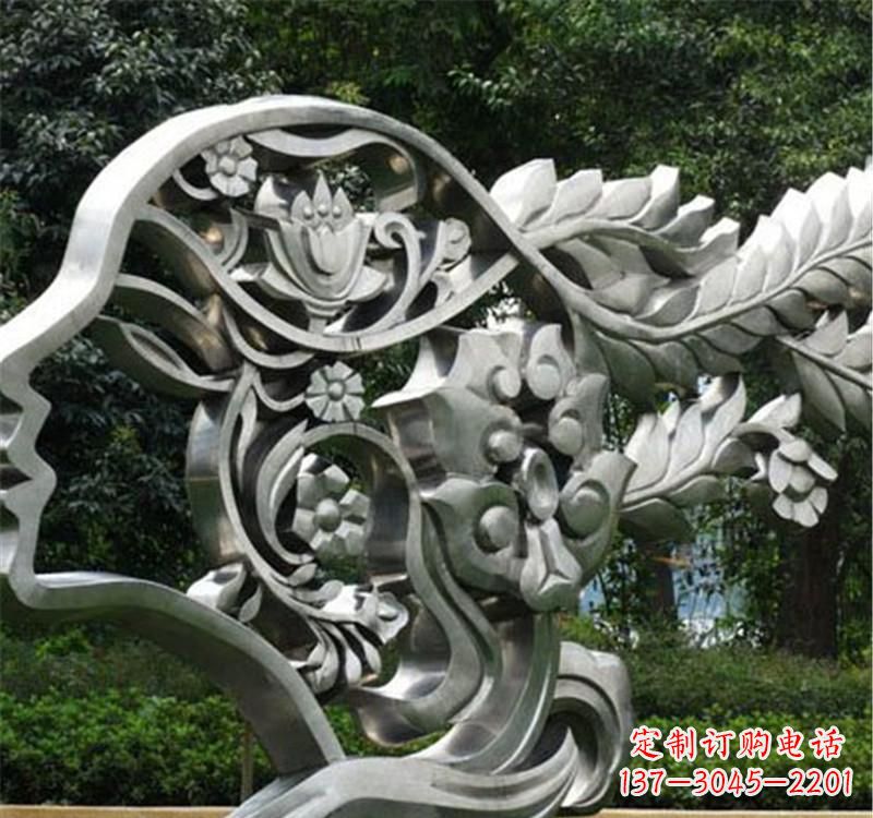湖南不锈钢公园美女头像雕塑