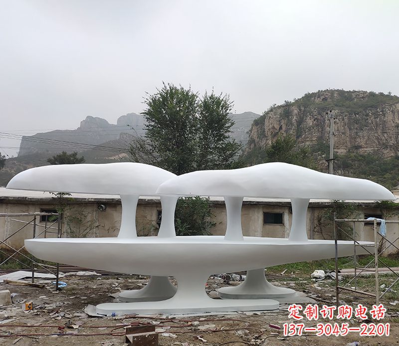 湖南不锈钢公园蘑菇云朵景观雕塑
