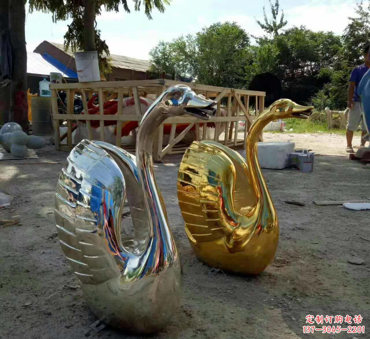 湖南不锈钢公园天鹅景观雕塑