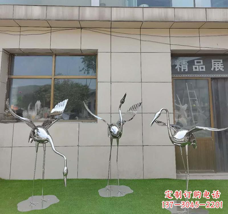湖南不锈钢公园仙鹤雕塑