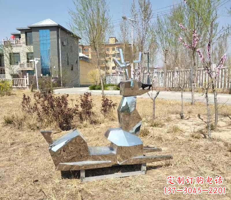 湖南不锈钢公园小鹿雕塑