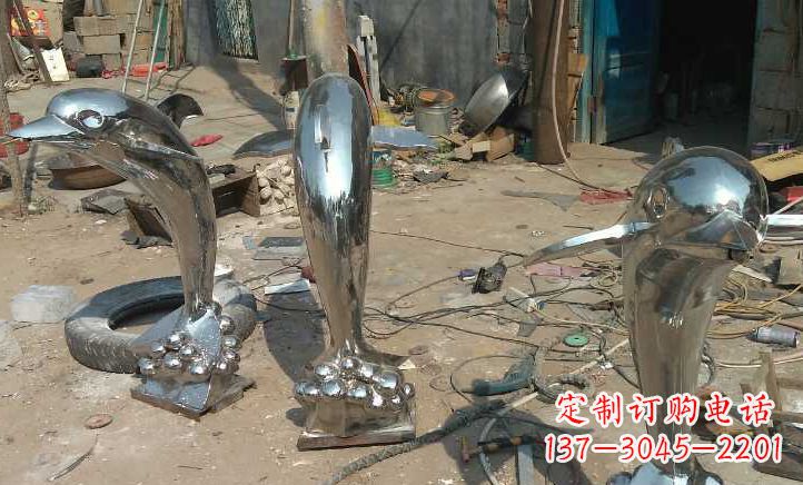湖南不锈钢公园小海豚景观雕塑