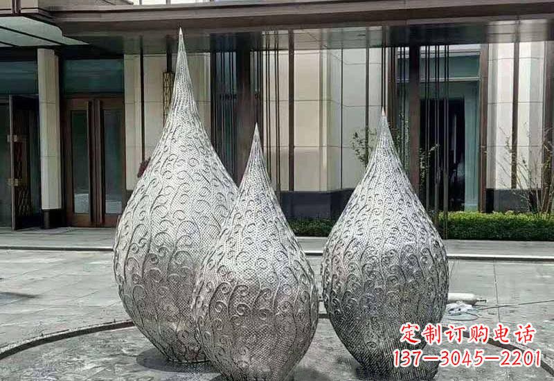 湖南不锈钢镂空水滴雕塑精致美观