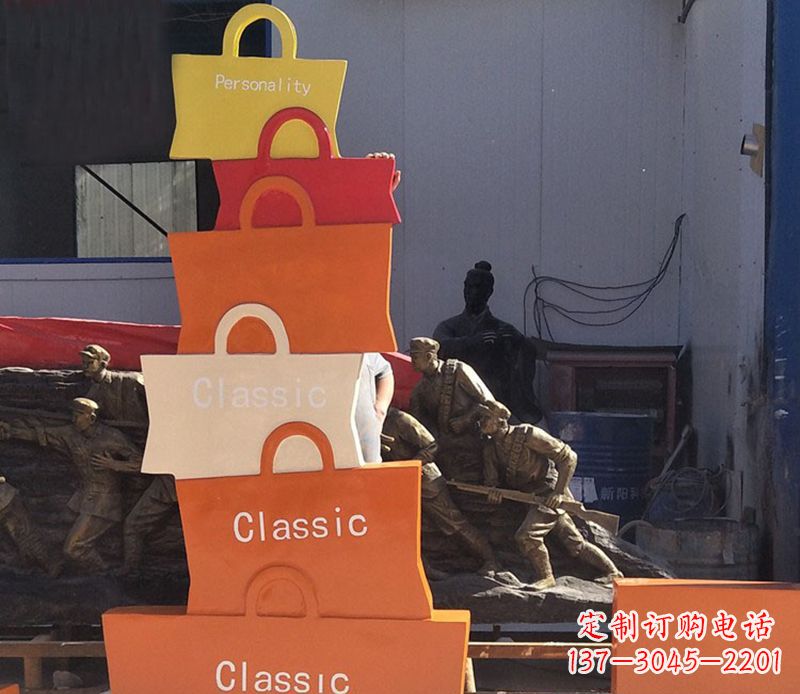 湖南不锈钢购物袋雕塑2