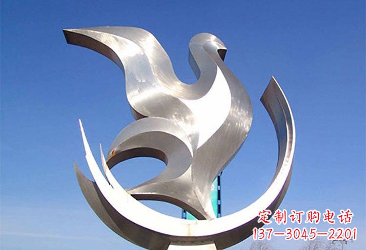 湖南不锈钢广场大型抽象鸽子雕塑