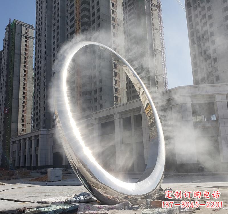 湖南不锈钢广场大型圆环雕塑