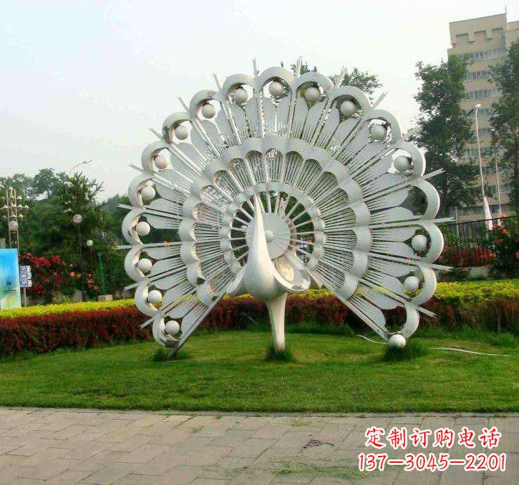 湖南不锈钢广场动物孔雀雕塑