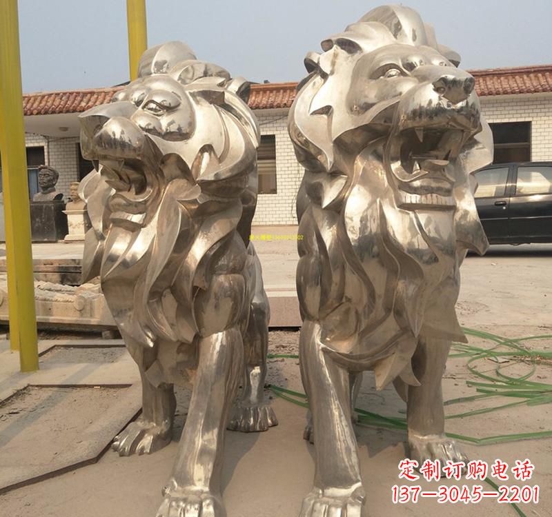 湖南不锈钢广场动物狮子雕塑