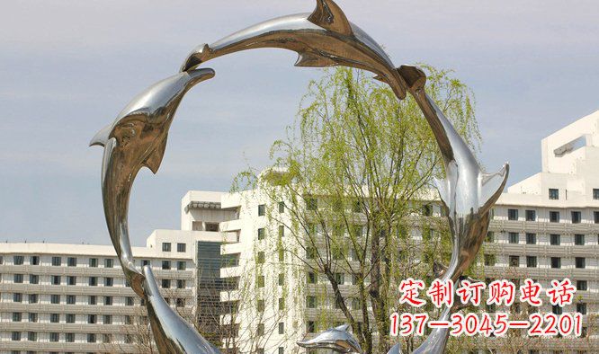 湖南不锈钢广场海豚雕塑