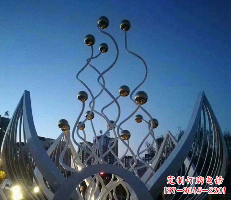湖南不锈钢广场荷花雕塑