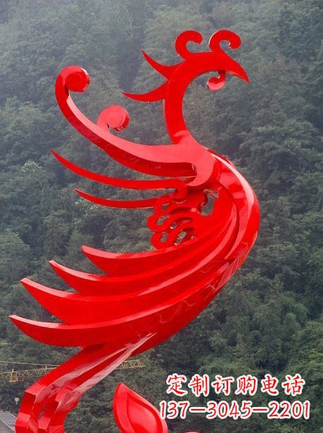 湖南不锈钢广场红色凤凰雕塑