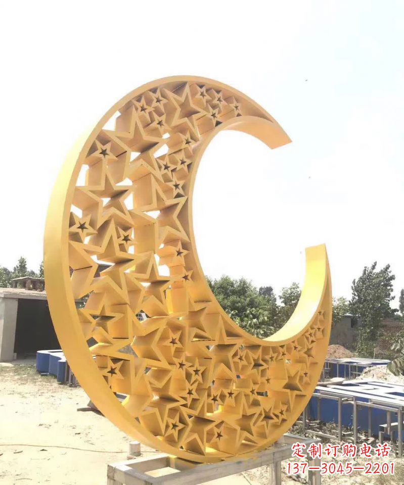 湖南不锈钢广场景观五星月亮雕塑1