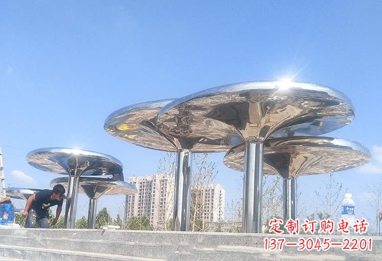湖南不锈钢广场蘑菇凉亭雕塑