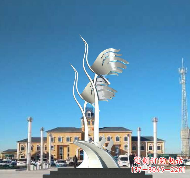 湖南不锈钢广场仙鹤雕塑