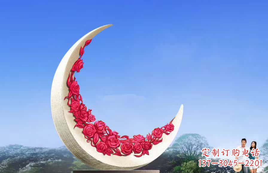 湖南不锈钢广场月亮雕塑1