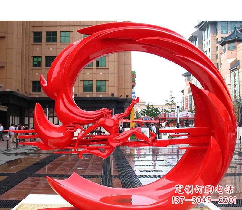 湖南不锈钢广场运动抽象圆环雕塑
