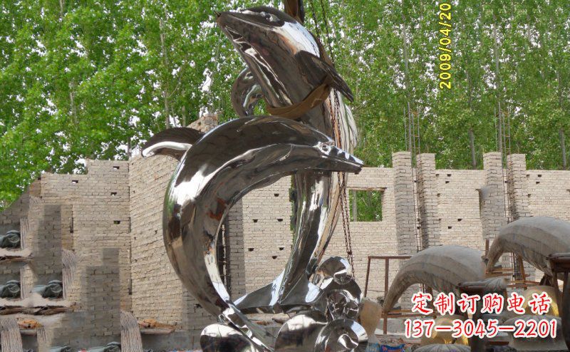 湖南不锈钢海边海豚雕塑