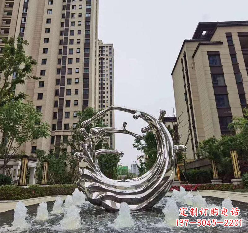 湖南不锈钢海浪喷泉雕塑