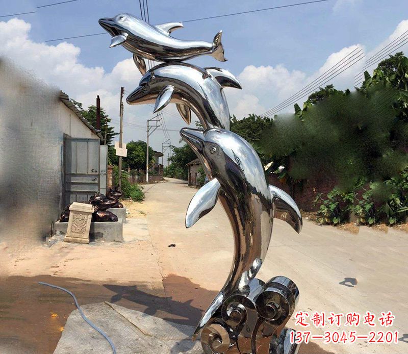 湖南不锈钢海豚创意摆件