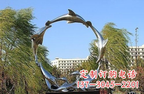 湖南不锈钢海豚雕塑 (2)