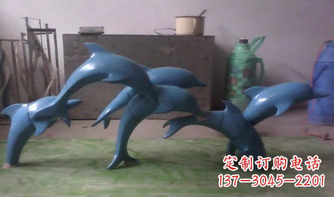 湖南不锈钢海豚雕塑_1
