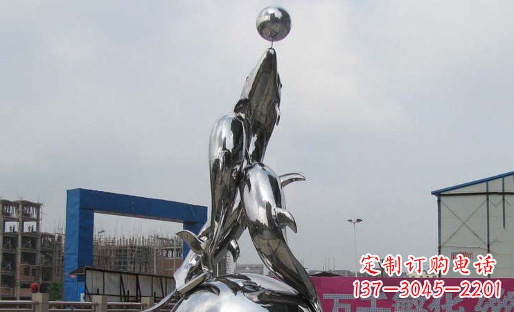 湖南不锈钢海豚雕塑_2