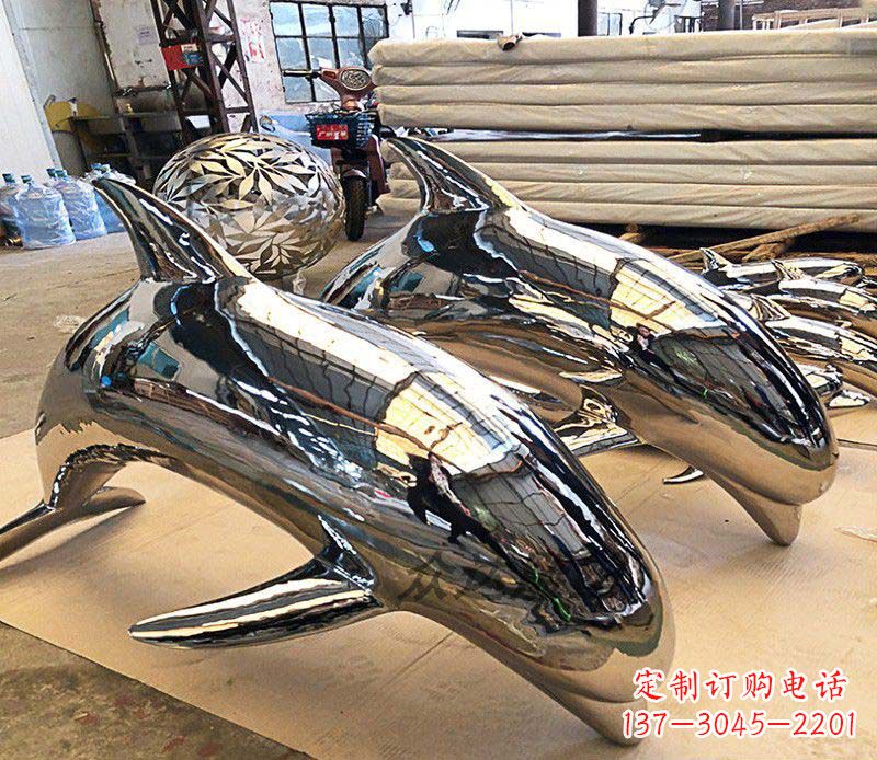 湖南不锈钢海豚雕塑1