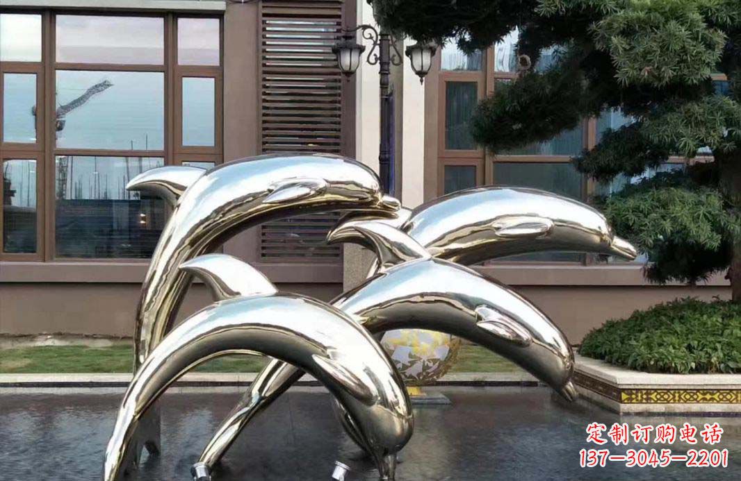湖南不锈钢海豚跳跃雕塑