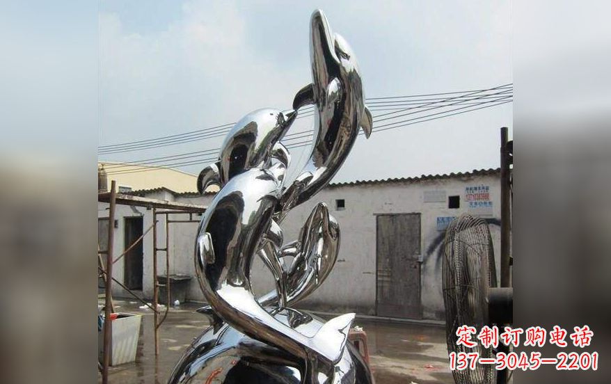 湖南不锈钢海豚嬉戏雕塑