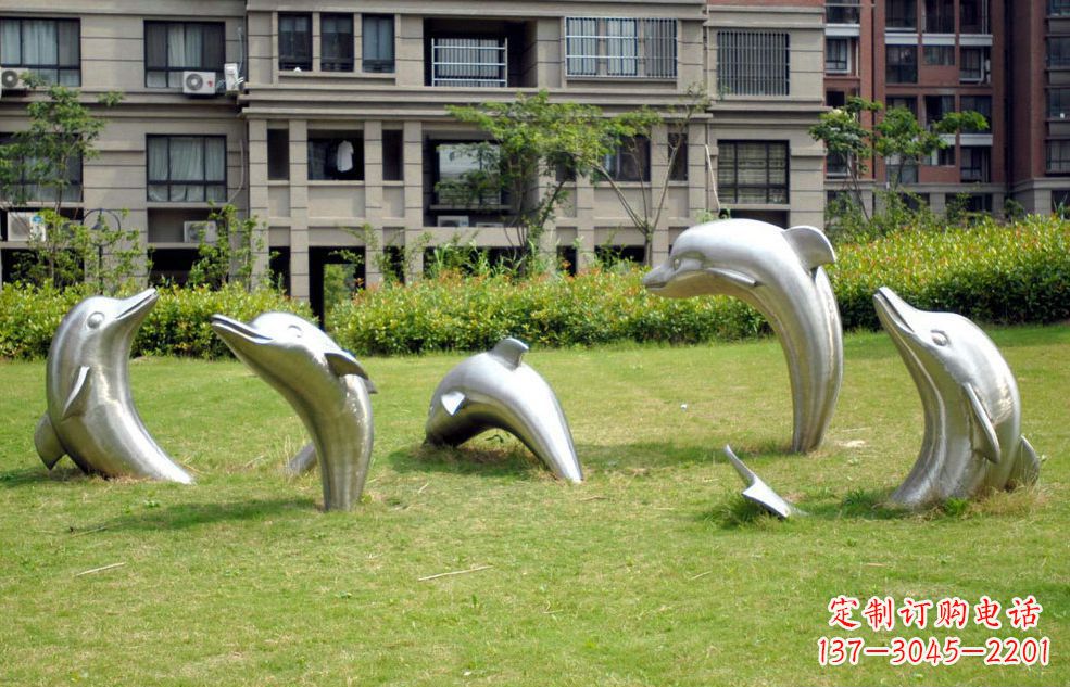 湖南不锈钢海豚小区雕塑