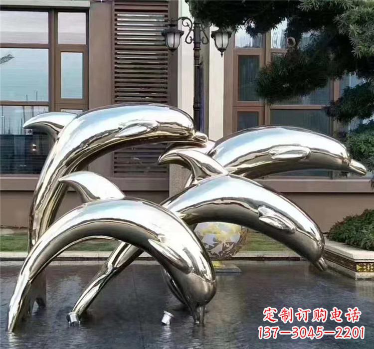 湖南不锈钢海洋动物海豚雕塑