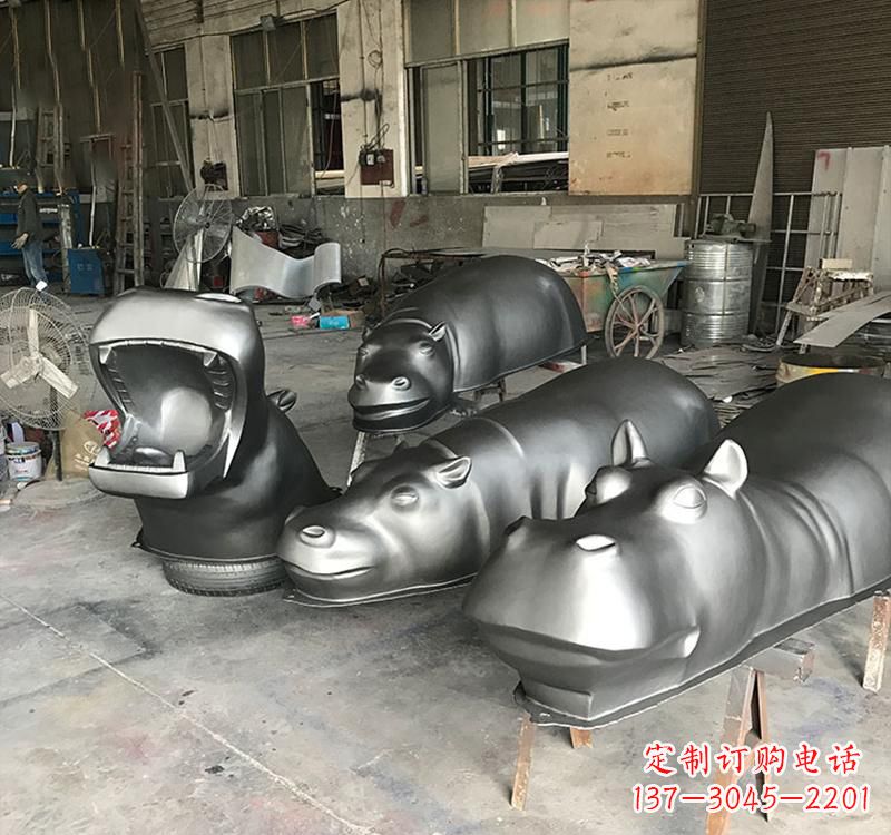 湖南不锈钢河马雕塑22