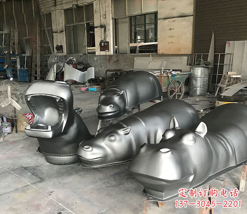 湖南不锈钢河马雕塑2