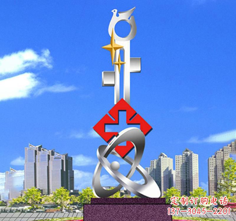 湖南不锈钢红十字和平鸽雕塑