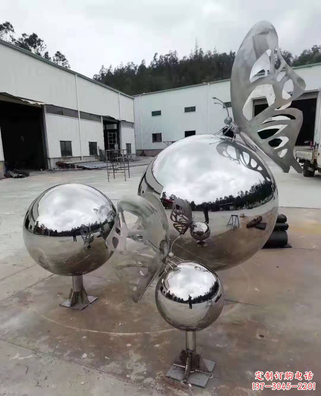 湖南不锈钢蝴蝶雕塑户外摆件广场动物雕塑