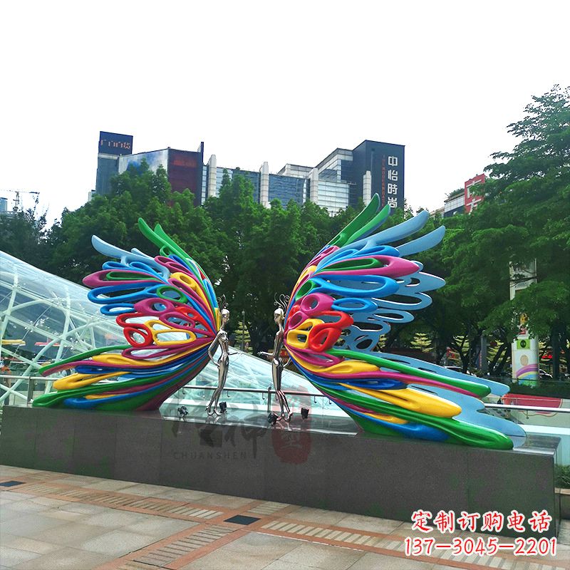 湖南不锈钢蝴蝶仙子城市广场步道装饰雕塑