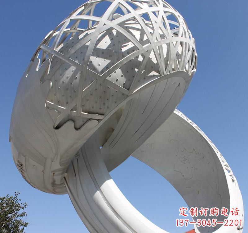湖南不锈钢户外婚庆戒指雕塑