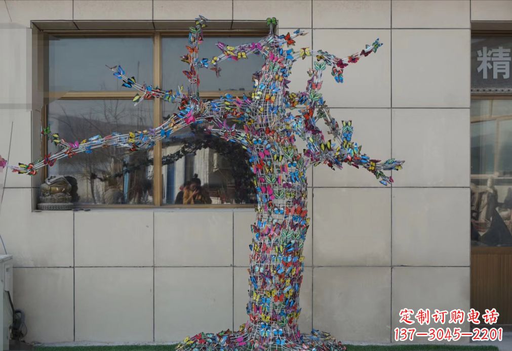 湖南不锈钢花蝴蝶树雕塑户外摆件