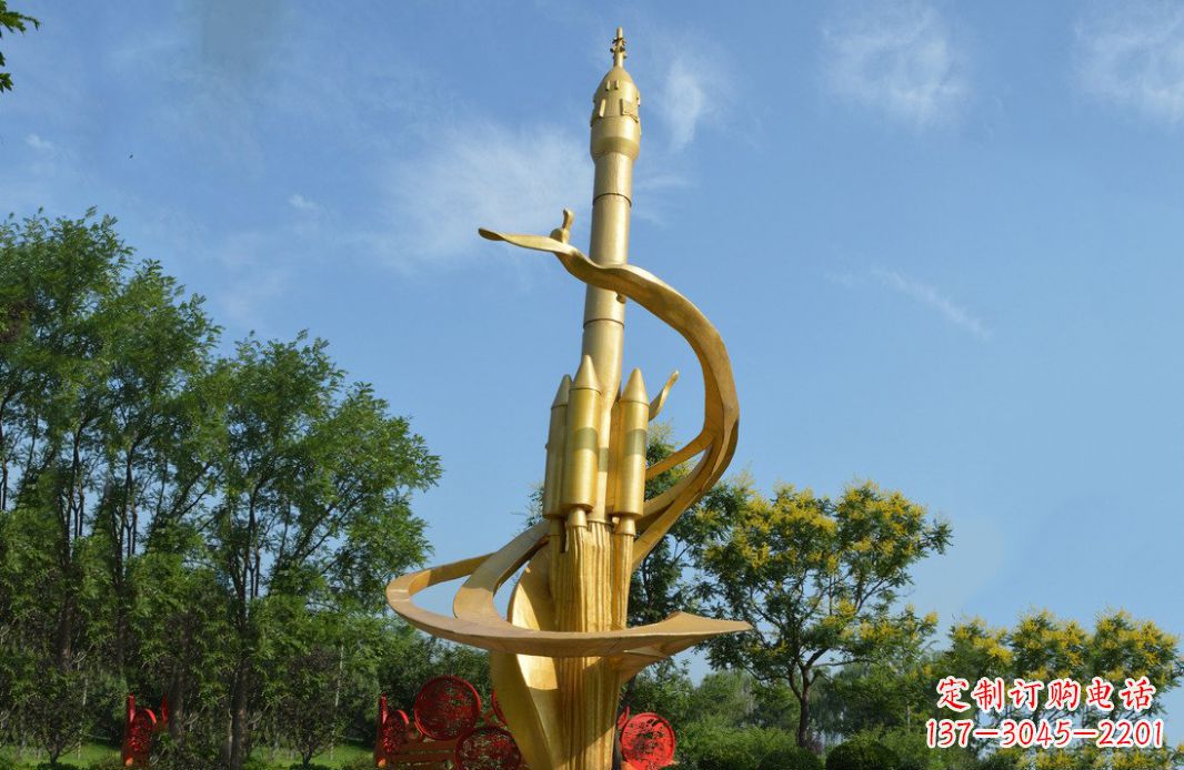 湖南火箭飞向蓝天不锈钢火箭广场景观雕塑