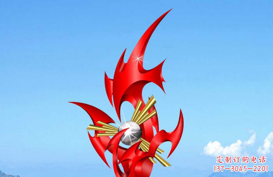 湖南不锈钢火苗抽象景观雕塑