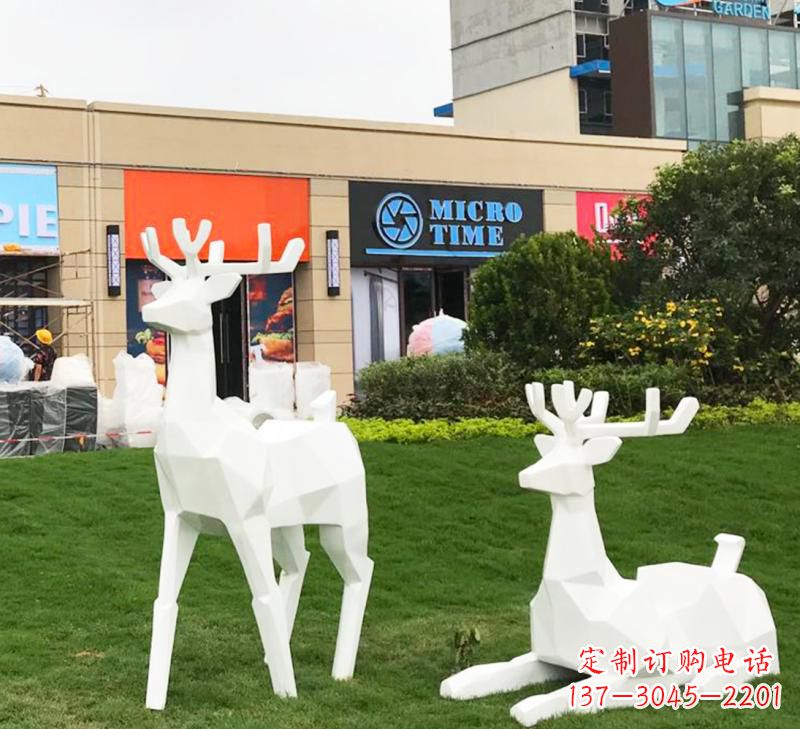 湖南不锈钢几何动物小鹿雕塑